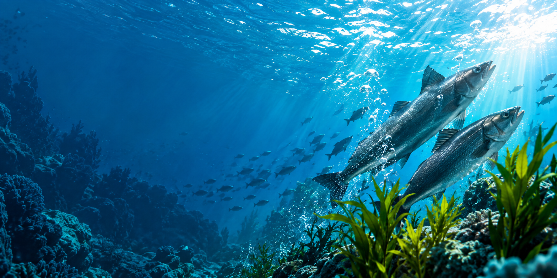 Fish swimming among coral